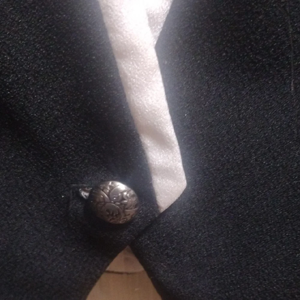 Charming Charlie Black Blazer with White Contrast Trim - Picture 3 of 6